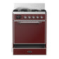 ILVE Majestic III 30-Inch Dual Fuel Range with 5 Sealed Burners, 4 cu. ft. Oven, Burgundy with Chrome Trim, Natural Gas, Solid Door, UM30QNR3BUC