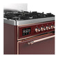 ILVE Majestic III 30-Inch Dual Fuel Range with 5 Sealed Burners, 4 cu. ft. Oven, Burgundy with Copper Trim, Liquid Propane, Solid Door, UM30QNR3BUPLP