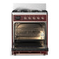 ILVE Majestic III 30-Inch Dual Fuel Range with 5 Sealed Burners, 4 cu. ft. Oven, Burgundy with Copper Trim, Natural Gas, Solid Door, UM30QNR3BUP