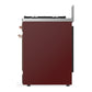 ILVE Majestic III 30-Inch Dual Fuel Range with 5 Sealed Burners, 4 cu. ft. Oven, Burgundy with Copper Trim, Natural Gas, Solid Door, UM30QNR3BUP