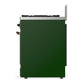 ILVE Majestic III 30-Inch Dual Fuel Range with 5 Sealed Burners, 4 cu. ft. Oven, Emerald Green with Burnished Trim, Liquid Propane, Solid Door, UM30QNR3EGBLP