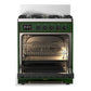 ILVE Majestic III 30-Inch Dual Fuel Range with 5 Sealed Burners, 4 cu. ft. Oven, Emerald Green with Burnished Trim, Natural Gas, Solid Door, UM30QNR3EGB