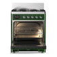 ILVE Majestic III 30-Inch Dual Fuel Range with 5 Sealed Burners, 4 cu. ft. Oven, Emerald Green with Chrome Trim, Liquid Propane, Solid Door, UM30QNR3EGCLP