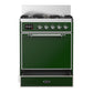 ILVE Majestic III 30-Inch Dual Fuel Range with 5 Sealed Burners, 4 cu. ft. Oven, Emerald Green with Chrome Trim, Natural Gas, Solid Door, UM30QNR3EGC