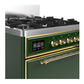 ILVE Majestic III 30-Inch Dual Fuel Range with 5 Sealed Burners, 4 cu. ft. Oven, Emerald Green with Brass Trim, Natural Gas, Solid Door, UM30QNR3EGG