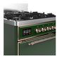 ILVE Majestic III 30-Inch Dual Fuel Range with 5 Sealed Burners, 4 cu. ft. Oven, Emerald Green with Copper Trim, Liquid Propane, Solid Door, UM30QNR3EGPLP