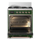 ILVE Majestic III 30-Inch Dual Fuel Range with 5 Sealed Burners, 4 cu. ft. Oven, Emerald Green with Copper Trim, Liquid Propane, Solid Door, UM30QNR3EGPLP