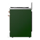 ILVE Majestic III 30-Inch Dual Fuel Range with 5 Sealed Burners, 4 cu. ft. Oven, Emerald Green with Copper Trim, Liquid Propane, Solid Door, UM30QNR3EGPLP