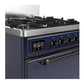 ILVE Majestic III 30-Inch Dual Fuel Range with 5 Sealed Burners, 4 cu. ft. Oven, Mightnight Blue with Burnished Trim, Liquid Propane, Solid Door, UM30QNR3MBBLP