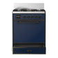 ILVE Majestic III 30-Inch Dual Fuel Range with 5 Sealed Burners, 4 cu. ft. Oven, Mightnight Blue with Burnished Trim, Natural Gas, Solid Door, UM30QNR3MBB
