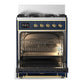 ILVE Majestic III 30-Inch Dual Fuel Range with 5 Sealed Burners, 4 cu. ft. Oven, Mightnight Blue with Brass Trim, Liquid Propane, Solid Door, UM30QNR3MBGLP
