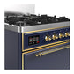 ILVE Majestic III 30-Inch Dual Fuel Range with 5 Sealed Burners, 4 cu. ft. Oven, Mightnight Blue with Brass Trim, Natural Gas, Solid Door, UM30QNR3MBG