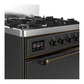 ILVE Majestic III 30-Inch Dual Fuel Range with 5 Sealed Burners, 4 cu. ft. Oven, Matte Graphite with Burnished Trim, Liquid Propane, Solid Door, UM30QNR3MGBLP