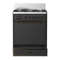 ILVE Majestic III 30-Inch Dual Fuel Range with 5 Sealed Burners, 4 cu. ft. Oven, Matte Graphite with Burnished Trim, Liquid Propane, Solid Door, UM30QNR3MGBLP