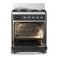 ILVE Majestic III 30-Inch Dual Fuel Range with 5 Sealed Burners, 4 cu. ft. Oven, Matte Graphite with Chrome Trim, Liquid Propane, Solid Door, UM30QNR3MGCLP