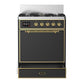 ILVE Majestic III 30-Inch Dual Fuel Range with 5 Sealed Burners, 4 cu. ft. Oven, Matte Graphite with Brass Trim, Liquid Propane, Solid Door, UM30QNR3MGGLP