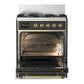 ILVE Majestic III 30-Inch Dual Fuel Range with 5 Sealed Burners, 4 cu. ft. Oven, Matte Graphite with Brass Trim, Liquid Propane, Solid Door, UM30QNR3MGGLP