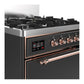 ILVE Majestic III 30-Inch Dual Fuel Range with 5 Sealed Burners, 4 cu. ft. Oven, Matte Graphite with Copper Trim, Liquid Propane, Solid Door, UM30QNR3MGPLP
