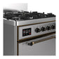 ILVE Majestic III 30-Inch Dual Fuel Range with 5 Sealed Burners, 4 cu. ft. Oven, Stainless Steel with Burnished Trim, Natural Gas, Solid Door, UM30QNR3SSB