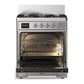 ILVE Majestic III 30-Inch Dual Fuel Range with 5 Sealed Burners, 4 cu. ft. Oven, Stainless Steel with Chrome Trim, Natural Gas, Solid Door, UM30QNR3SSC