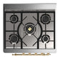 ILVE Majestic III 30-Inch Dual Fuel Range with 5 Sealed Burners, 4 cu. ft. Oven, Stainless Steel with Brass Trim, Liquid Propane, Solid Door, UM30QNR3SSGLP