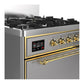 ILVE Majestic III 30-Inch Dual Fuel Range with 5 Sealed Burners, 4 cu. ft. Oven, Stainless Steel with Brass Trim, Natural Gas, Solid Door, UM30QNR3SSG