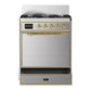 ILVE Majestic III 30-Inch Dual Fuel Range with 5 Sealed Burners, 4 cu. ft. Oven, Stainless Steel with Brass Trim, Natural Gas, Solid Door, UM30QNR3SSG