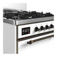 ILVE Majestic III 30-Inch Dual Fuel Range with 5 Sealed Burners, 4 cu. ft. Oven, White with Burnished Trim, Natural Gas, Solid Door, UM30QNR3WHB
