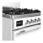 ILVE Majestic III 30-Inch Dual Fuel Range with 5 Sealed Burners, 4 cu. ft. Oven, White with Chrome Trim, Natural Gas, Solid Door, UM30QNR3WHC