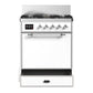 ILVE Majestic III 30-Inch Dual Fuel Range with 5 Sealed Burners, 4 cu. ft. Oven, White with Chrome Trim, Natural Gas, Solid Door, UM30QNR3WHC