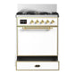 ILVE Majestic III 30-Inch Dual Fuel Range with 5 Sealed Burners, 4 cu. ft. Oven, White with Brass Trim, Natural Gas, Solid Door, UM30QNR3WHG