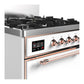 ILVE Majestic III 30-Inch Dual Fuel Range with 5 Sealed Burners, 4 cu. ft. Oven, White with Copper Trim, Liquid Propane, Solid Door, UM30QNR3WHPLP