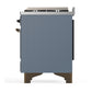 ILVE Majestic III 36-Inch Dual Fuel Range with 6 Sealed Burners + Griddle, 3.5 cu. ft. Oven, Blue Grey with Burnished Trim, Liquid Propane, Triple Glass Door, UM36FNR3BGBLP