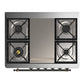 ILVE Majestic III 36-Inch Dual Fuel Range with 6 Sealed Burners + Griddle, 3.5 cu. ft. Oven, Blue Grey with Burnished Trim, Liquid Propane, Triple Glass Door, UM36FNR3BGBLP