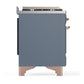 ILVE Majestic III 36-Inch Dual Fuel Range with 6 Sealed Burners + Griddle, 3.5 cu. ft. Oven, Blue Grey with Copper Trim, Natural Gas, Triple Glass Door, UM36FNR3BGP