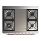 ILVE Majestic III 36-Inch Dual Fuel Range with 6 Sealed Burners + Griddle, 3.5 cu. ft. Oven, Blue Grey with Copper Trim, Natural Gas, Triple Glass Door, UM36FNR3BGP