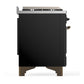 ILVE Majestic III 36-Inch Dual Fuel Range with 6 Sealed Burners + Griddle, 3.5 cu. ft. Oven, Glossy Black with Burnished Trim, Liquid Propane, Triple Glass Door, UM36FNR3BKBLP