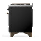 ILVE Majestic III 36-Inch Dual Fuel Range with 6 Sealed Burners + Griddle, 3.5 cu. ft. Oven, Glossy Black with Burnished Trim, Natural Gas, Triple Glass Door, UM36FNR3BKB