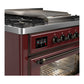 ILVE Majestic III 36-Inch Dual Fuel Range with 6 Sealed Burners + Griddle, 3.5 cu. ft. Oven, Burgundy with Burnished Trim, Liquid Propane, Triple Glass Door, UM36FNR3BUBLP