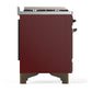 ILVE Majestic III 36-Inch Dual Fuel Range with 6 Sealed Burners + Griddle, 3.5 cu. ft. Oven, Burgundy with Burnished Trim, Liquid Propane, Triple Glass Door, UM36FNR3BUBLP
