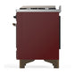 ILVE Majestic III 36-Inch Dual Fuel Range with 6 Sealed Burners + Griddle, 3.5 cu. ft. Oven, Burgundy with Burnished Trim, Natural Gas, Triple Glass Door, UM36FNR3BUB