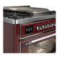 ILVE Majestic III 36-Inch Dual Fuel Range with 6 Sealed Burners + Griddle, 3.5 cu. ft. Oven, Burgundy with Chrome Trim, Natural Gas, Triple Glass Door, UM36FNR3BUC
