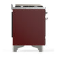 ILVE Majestic III 36-Inch Dual Fuel Range with 6 Sealed Burners + Griddle, 3.5 cu. ft. Oven, Burgundy with Chrome Trim, Natural Gas, Triple Glass Door, UM36FNR3BUC