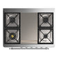ILVE Majestic III 36-Inch Dual Fuel Range with 6 Sealed Burners + Griddle, 3.5 cu. ft. Oven, Burgundy with Chrome Trim, Natural Gas, Triple Glass Door, UM36FNR3BUC