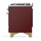 ILVE Majestic III 36-Inch Dual Fuel Range with 6 Sealed Burners + Griddle, 3.5 cu. ft. Oven, Burgundy with Brass Trim, Liquid Propane, Triple Glass Door, UM36FNR3BUGLP