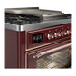 ILVE Majestic III 36-Inch Dual Fuel Range with 6 Sealed Burners + Griddle, 3.5 cu. ft. Oven, Burgundy with Copper Trim, Liquid Propane, Triple Glass Door, UM36FNR3BUPLP