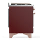 ILVE Majestic III 36-Inch Dual Fuel Range with 6 Sealed Burners + Griddle, 3.5 cu. ft. Oven, Burgundy with Copper Trim, Liquid Propane, Triple Glass Door, UM36FNR3BUPLP