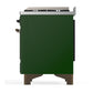 ILVE Majestic III 36-Inch Dual Fuel Range with 6 Sealed Burners + Griddle, 3.5 cu. ft. Oven, Emerald Green with Burnished Trim, Liquid Propane, Triple Glass Door, UM36FNR3EGBLP