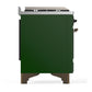 ILVE Majestic III 36-Inch Dual Fuel Range with 6 Sealed Burners + Griddle, 3.5 cu. ft. Oven, Emerald Green with Burnished Trim, Liquid Propane, Triple Glass Door, UM36FNR3EGBLP