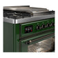 ILVE Majestic III 36-Inch Dual Fuel Range with 6 Sealed Burners + Griddle, 3.5 cu. ft. Oven, Emerald Green with Burnished Trim, Natural Gas, Triple Glass Door, UM36FNR3EGB